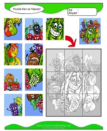 Puzzle Kes Yapıştır Çalışma Sayfaları